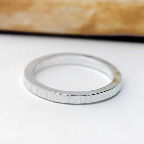 Minimalist sterling silver Striped handmade thick wedding ring