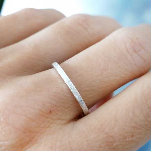 Sandblasted thick stackable ring for women and men Recycled 925 silver