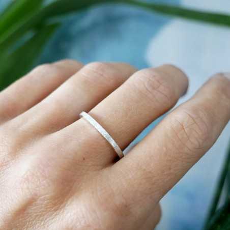 Sandblasted thick stackable ring for women and men Recycled 925 silver