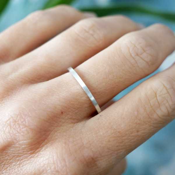 Thin brushed stakable ring for women and men Recycled 925 silver