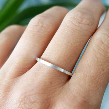 Thin brushed stakable ring for women and men Recycled 925 silver