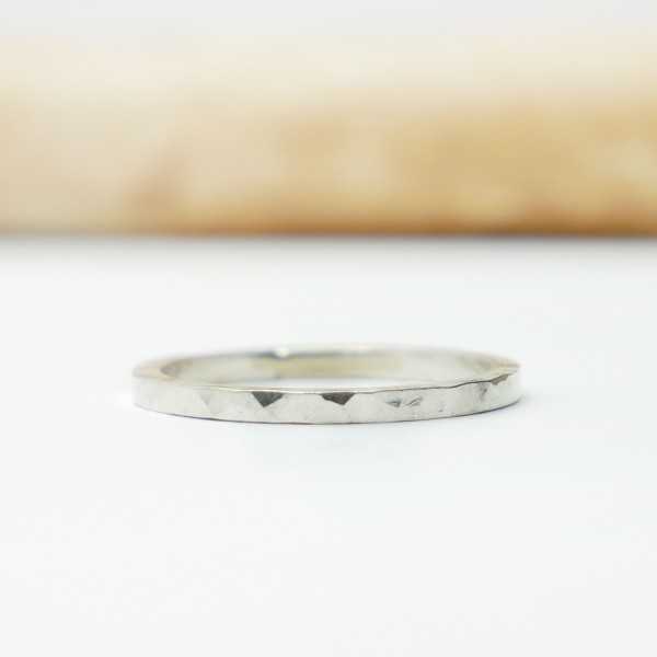 Thin hammered wedding ring for women and men Recycled 925 silver