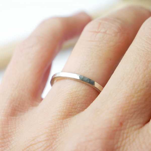 Thin hammered wedding ring for women and men Recycled 925 silver