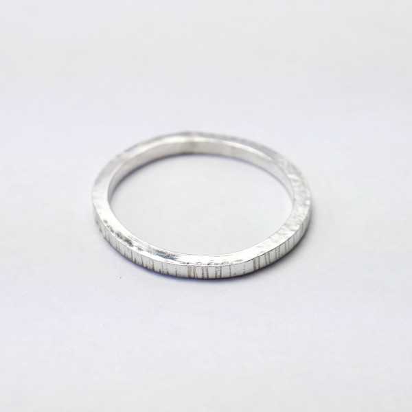 Minimalist sterling silver Striped handmade thin stackable ring