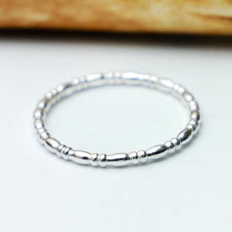 Sterling silver stackable beaded ring 925/1000 minimalist
