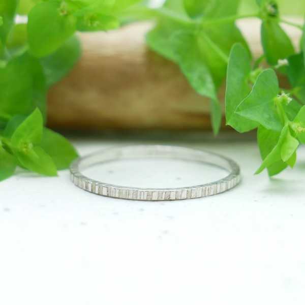 Minimalist sterling silver Striped thin stackable ring