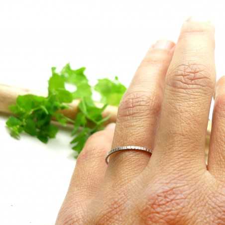 Minimalist sterling silver Striped thin stackable ring