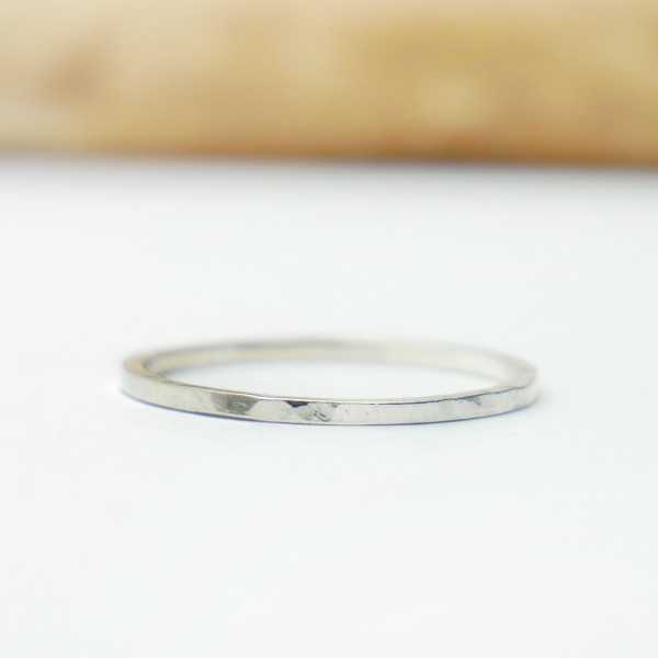 Thin hammered ring for women and men Recycled 925 silver