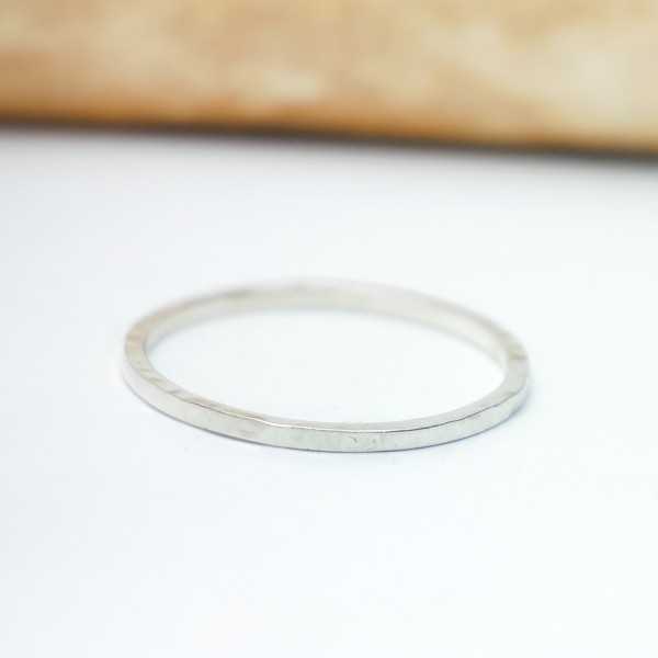 Thin hammered ring for women and men Recycled 925 silver