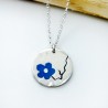 Black Cherry Blossom small round Sterling silver necklace Cherry Bl...