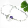 Bracelet rond Fleurs de Cerisier en argent 925 et résine rouge Fleu...