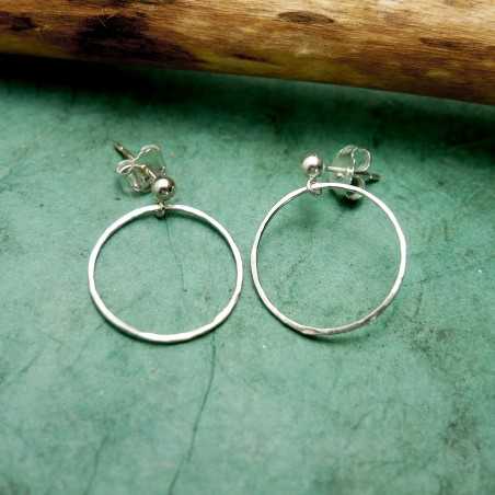 Round Maya pendant earrings in recycled and upcycled 925 silver nickel free