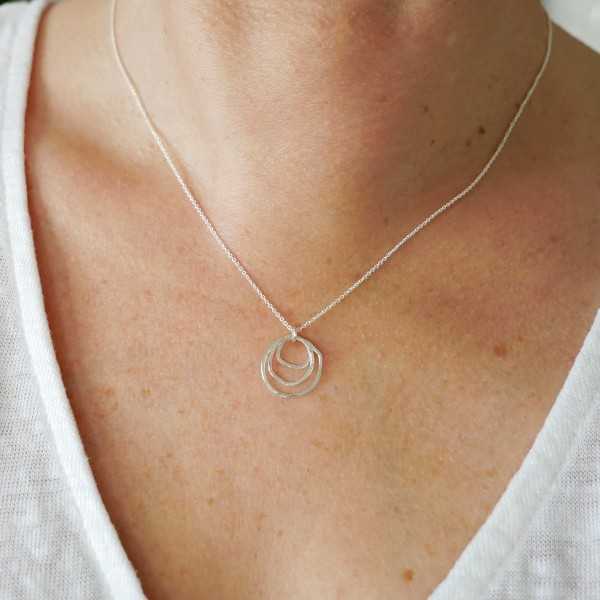 Maya necklace in recycled and upcycled 925 silver, short chain with irregular multi-circle pendant