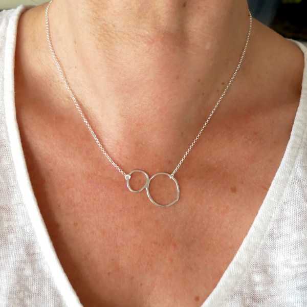 Maya two rings necklace in recycled and upcycled 925 silver