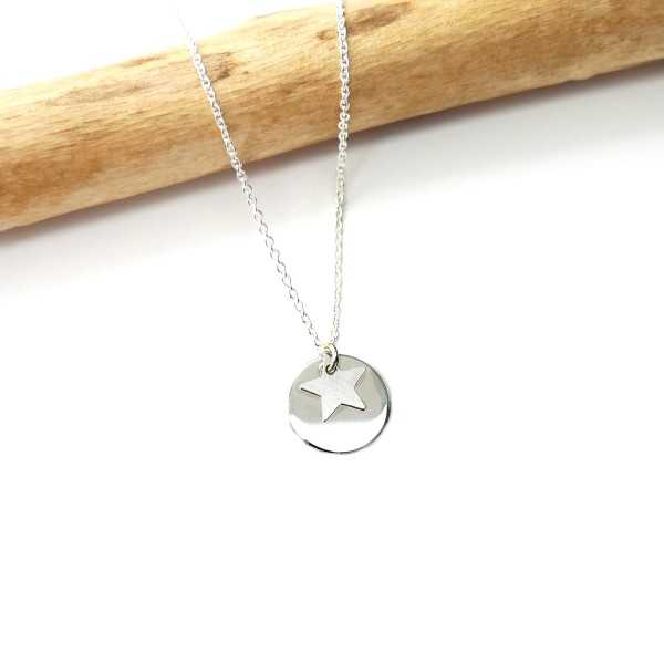 925 silver star and medallion necklace on thin minimalist chain
