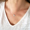 Stern- und Medaillon-Halskette aus 925er Silber an dünner, minimalistischer Kette