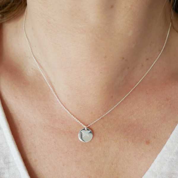 925 silver star and medallion necklace on thin minimalist chain