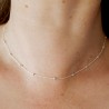 Short thin choker chain in minimalist recycled 925 silver with small alternating beads