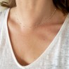 Short thin choker chain in minimalist recycled 925 silver with small alternating beads