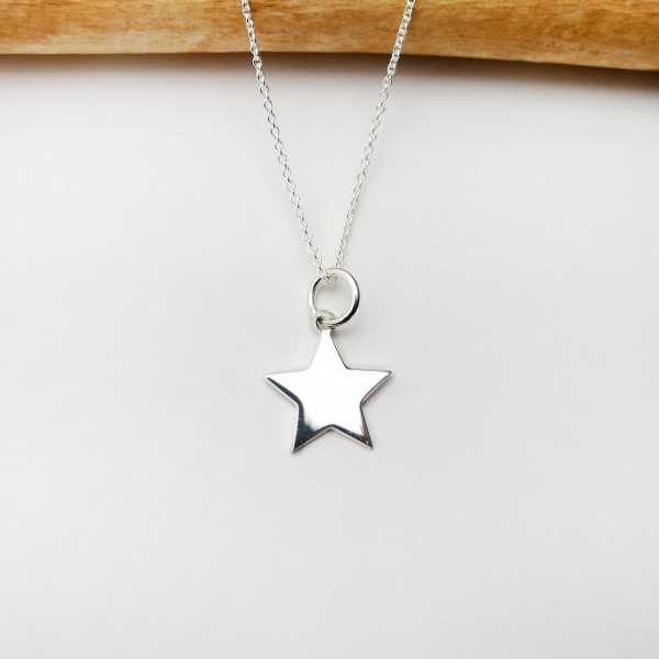 Small star pendant on thin chain choker in minimalist recycled 925 silver