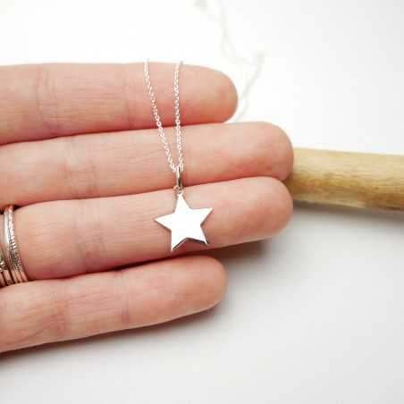 Small star pendant on thin chain choker in minimalist recycled 925 silver
