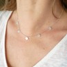Necklace with 5 round thin choker charms in minimalist recycled 925 silver with adjustable chain