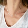 Necklace with 5 round thin choker charms in minimalist recycled 925 silver with adjustable chain