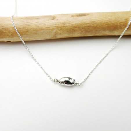 Minimalist nugget choker necklace in recycled 925 silver for women