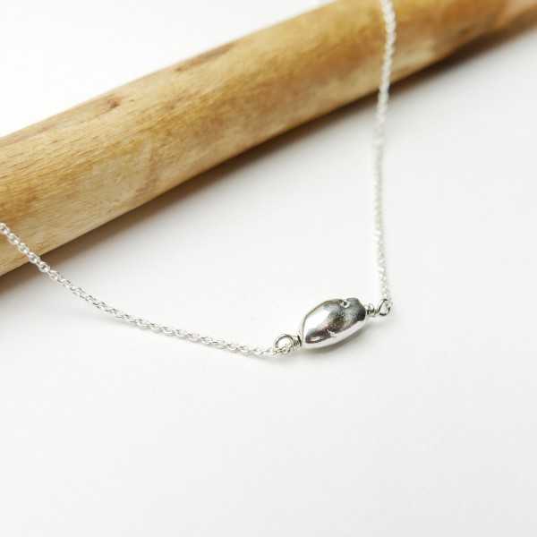 Minimalist nugget choker necklace in recycled 925 silver for women