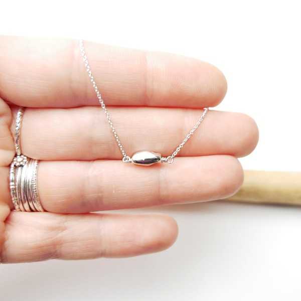 Minimalist nugget choker necklace in recycled 925 silver for women
