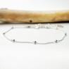 Dünnes Armband aus minimalistischem, recyceltem 925er Silber mit Kette und abwechselnden Perlen