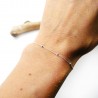 Dünnes Armband aus minimalistischem, recyceltem 925er Silber mit Kette und abwechselnden Perlen