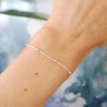 Thin bracelet in minimalist recycled 925 silver with chain and alternating beads