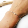 Minimalistisches dünnes Armband aus recyceltem 925er Silber mit Kette und quadratischen Perlen