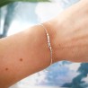Minimalistisches dünnes Armband aus recyceltem 925er Silber mit Kette und quadratischen Perlen