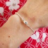 Dünnes Nugget-Armband aus minimalistischem, recyceltem 925er Silber mit verstellbarer Kette