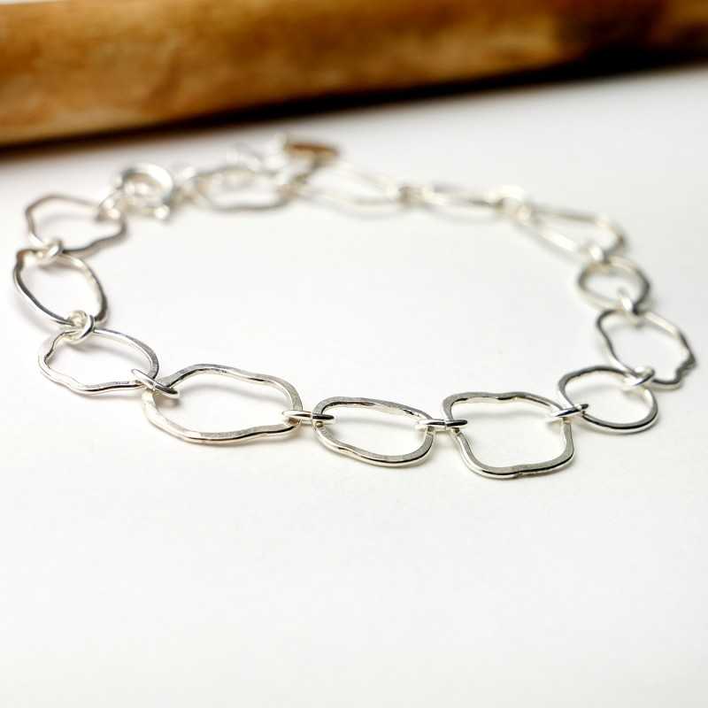 Grand bracelet nuage Maya en argent 925 recyclé et surcyclé ajustable made in France