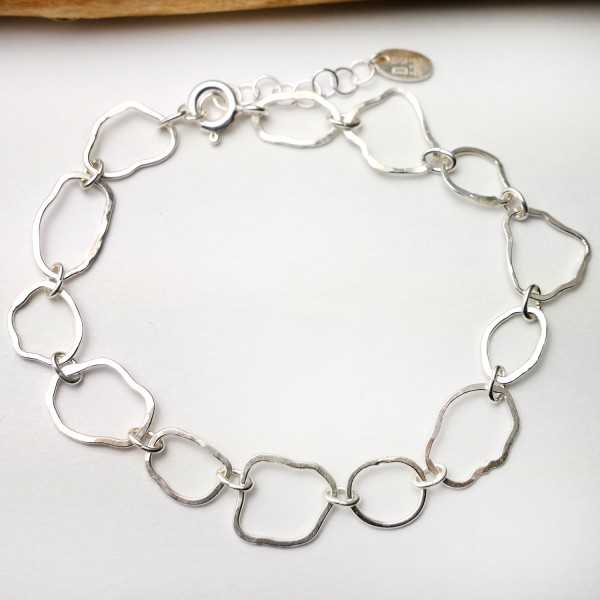 Large Maya cloud bracelet in recycled and upcycled 925 silver adjustable