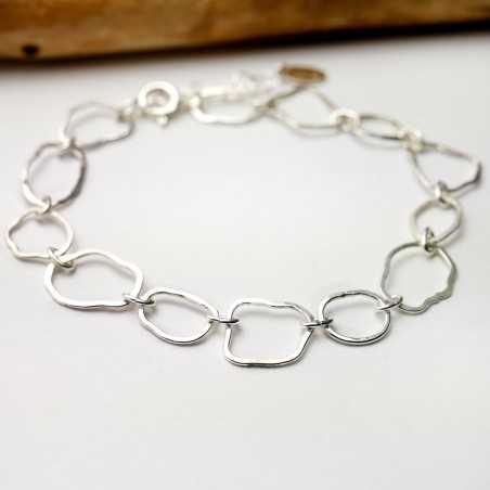 Large Maya cloud bracelet in recycled and upcycled 925 silver adjustable