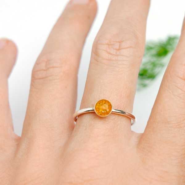 Minimalistischer kleiner Sterling Silber Ring Mit Pailletten besetz...