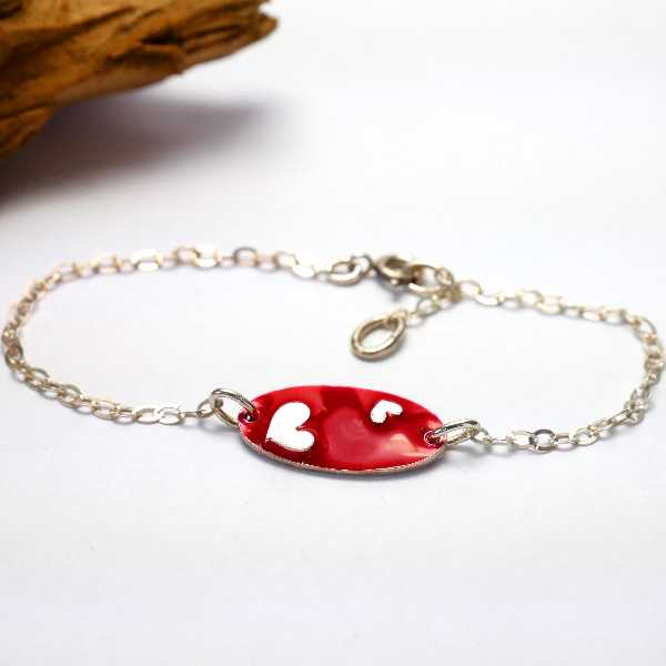 Bracelet coeur Valentine en argent massif et résine rouge Valentine 65,00 €