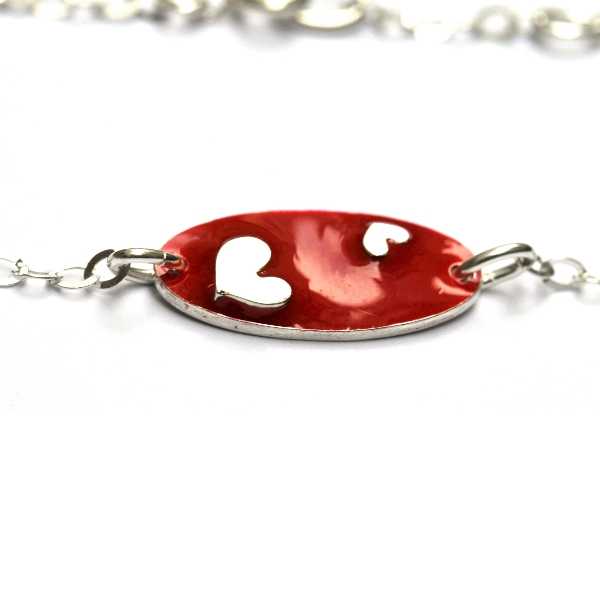 Bracelet coeur Valentine en argent massif et résine rouge Valentine 65,00 €