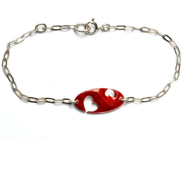 Bracelet coeur Valentine en argent massif et résine rouge Valentine 59,00 €