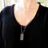 Collier homme avec pendentif rectangulaire en argent 925 recyclé et...