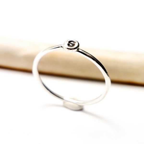 Minimalist hallmarked letter ring in recycled 925 silver