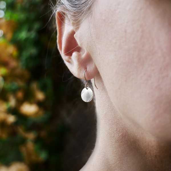 Boucles d'oreilles en argent 925 recyclé pendantes Soleil Levant