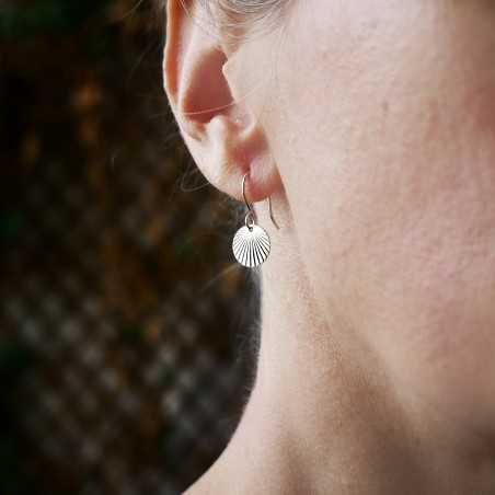 Boucles d'oreilles en argent 925 recyclé pendantes Soleil Levant