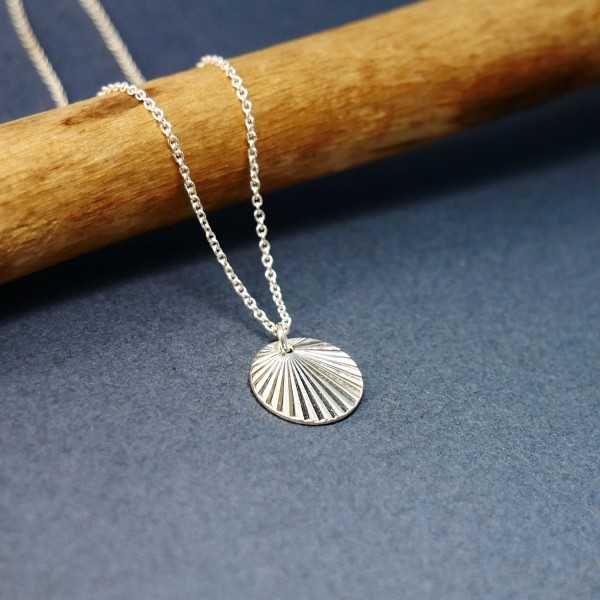 Pendant on chain in recycled 925 silver Rising Sun