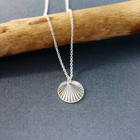 Pendant on chain in recycled 925 silver Rising Sun