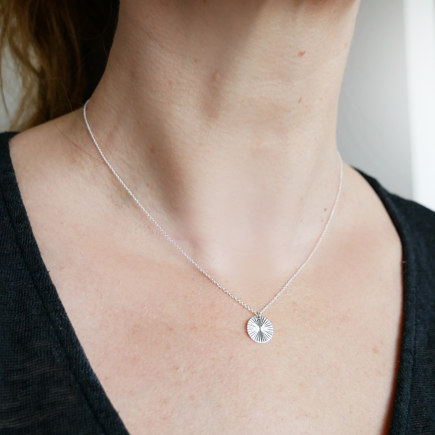 SUN 925 Sterling Silver Diamond Floral Drop Dangle Circle Pendant Necklace  | eBay